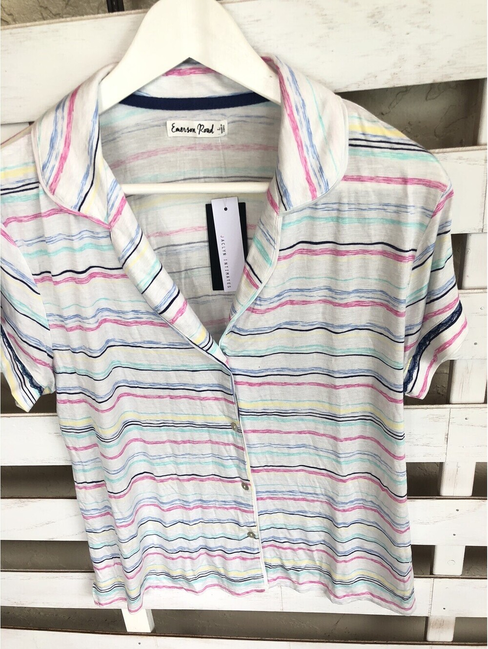 New Emerson Nightgown Pajama Top Sleep Short Sleeve Shirt Size L